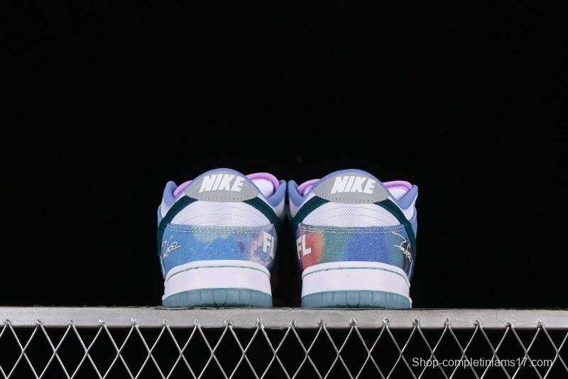 Nike Futura x Dunk Low Pro SB Skate Shoes with Tie-Dye Design - HF6061-400
