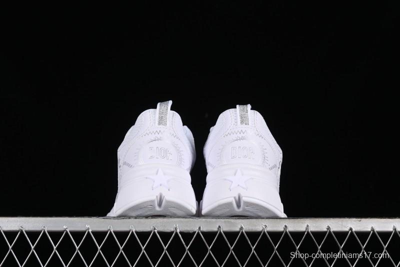 Dior Chrono Round Toe Lace-Up Lifestyle Casual Running Shoes - 10W WHITE