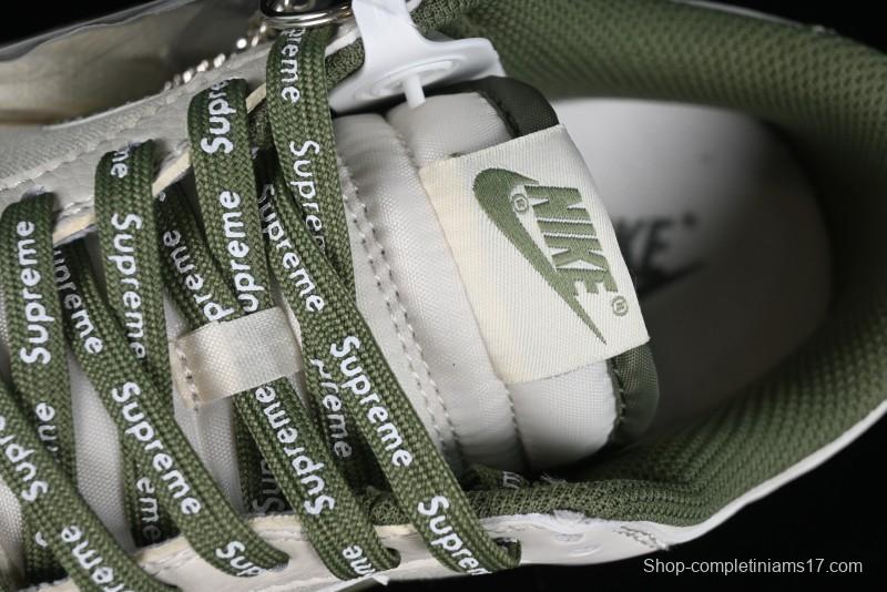 Nike SB Dunk Low Supreme Collaboration - Military Green Canvas Anniversary Custom Low-Top Casual Skate Shoes - BB6698-516