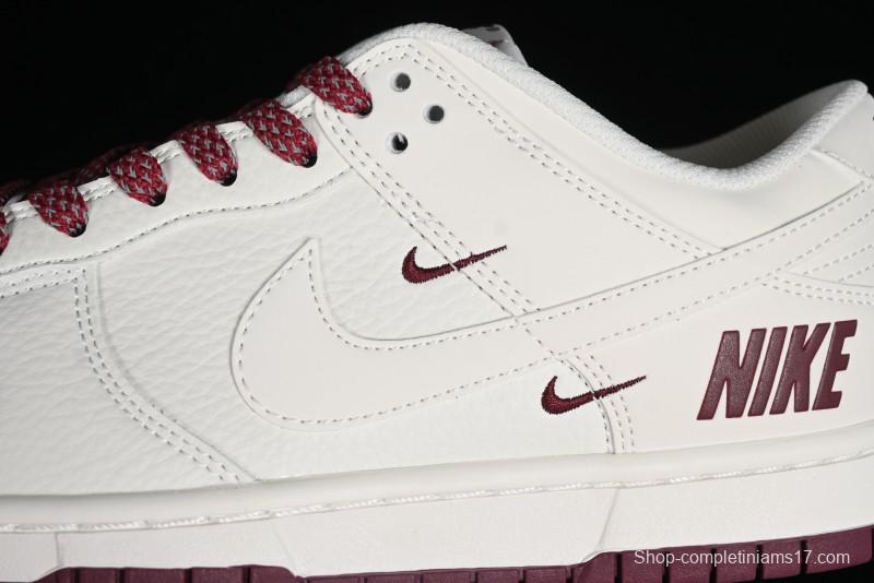 Nike SB Dunk Low Collaboration Three Swooshes Rice Wine Red Color Low-Top Casual Skateboarding Shoes - NK5639-322