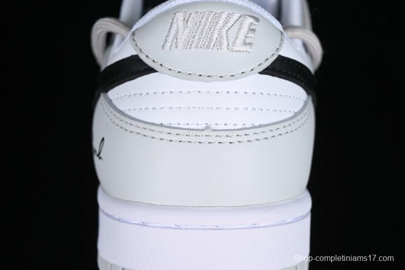 Nike Dunk Low Leather Letter High Street Deconstructed Black Grey SB Strap Low Top Casual Sneakers - DV0831-101