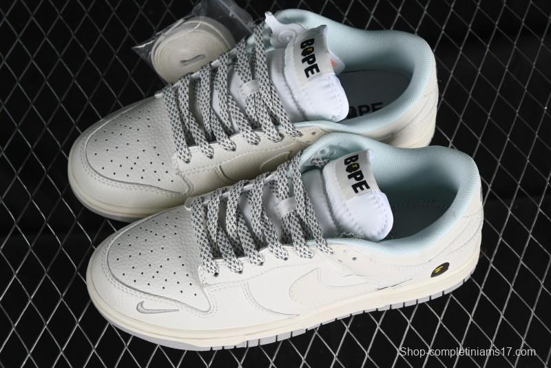 Nike SB Dunk Low "BAPE Collaboration - Arctic Fox" Anniversary High-End Custom Low-Top Casual Sneakers - XD6188-018