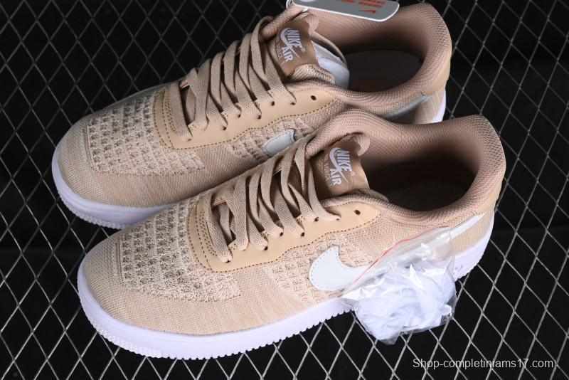 Nike Air Force 1 '07 Low 2.0 Khaki Flyknit Casual Sneakers - CI0051-200