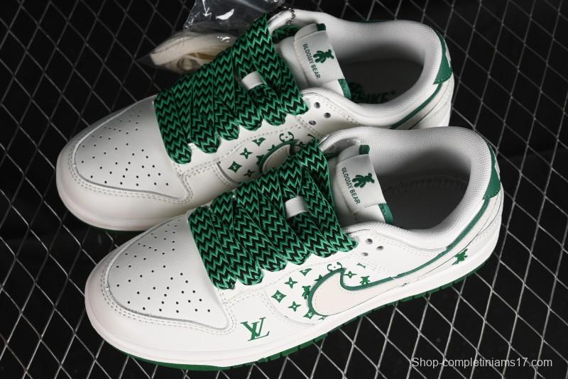 Nike SB Dunk Low LV Collaboration - Beige Green Glow in the Dark Violent Bear Anniversary High-End Custom Sneakers - SJ2068-241