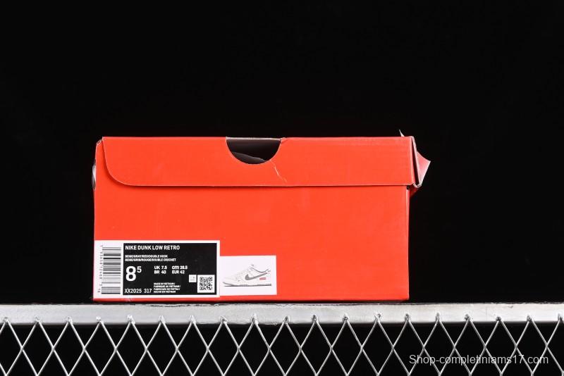 Nike SB Dunk Low Supreme Collaboration - Off White Gray Double Swoosh Anniversary Custom Low-Top Casual Skate Shoes - XX2025-317