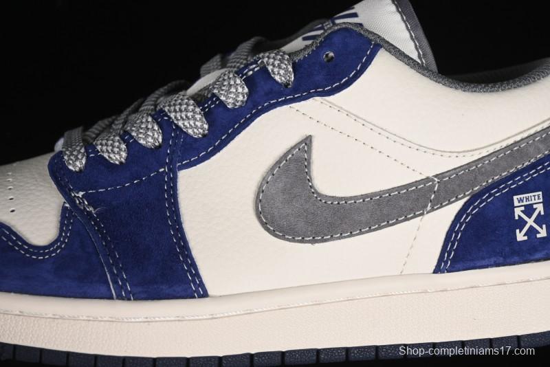 Nike Air Jordan 1 Low OFF-WHITE Collaboration - Qilin Blue Retro Basketball Shoes - WG8850-013