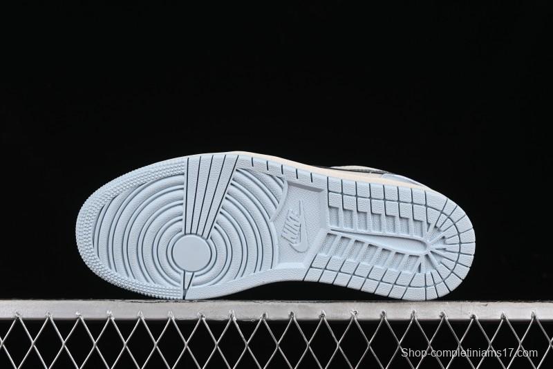 Nike Air Jordan 1 Low Retro Basketball Shoes - Giorgio Armani Collaboration Ice Blue - WG8850-012