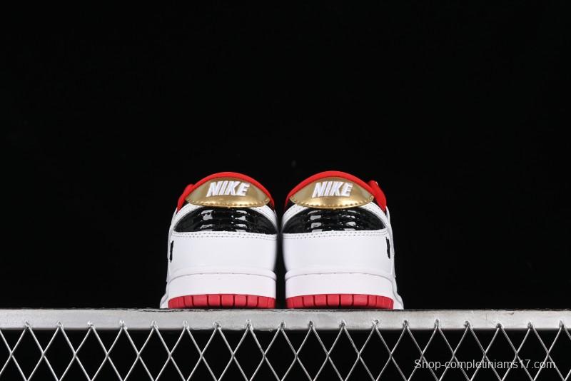 Nike SB Dunk Low UN Collaboration - White Black Patent Leather Anniversary Custom Low-Top Casual Skate Shoes - XB3802-349