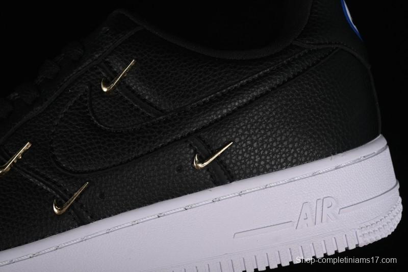 Nike Air Force 1 '07 Low Black Gold Swoosh Casual Sneakers - CT1990-001