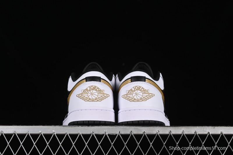 Nike Air Jordan 1 Low AJ1 Black White Gold Hook Basketball Shoes - 553558-172