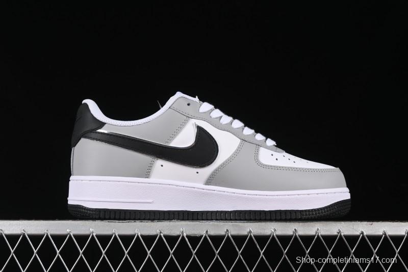 Nike Air Force 1 '07 Low White Grey Black Double Swoosh Casual Sneakers - DY8899-001