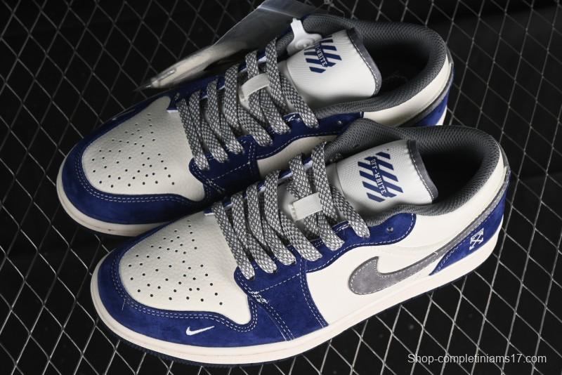 Nike Air Jordan 1 Low OFF-WHITE Collaboration - Qilin Blue Retro Basketball Shoes - WG8850-013