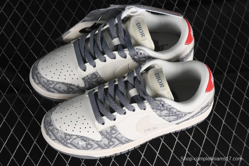 Nike SB Dunk Low Dior Collaboration - Suede Gray Anniversary High-End Custom Low-Top Casual Skate Shoes - XY1688-004