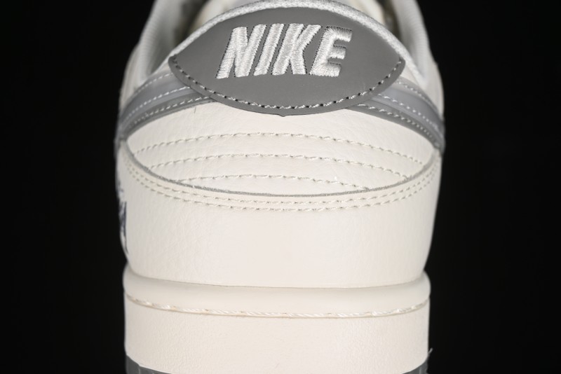 Nike SB Dunk Low Stussy Collaboration - White Grey Double Swoosh Anniversary High-End Custom Low-Top Casual Sneakers - XX2025-206