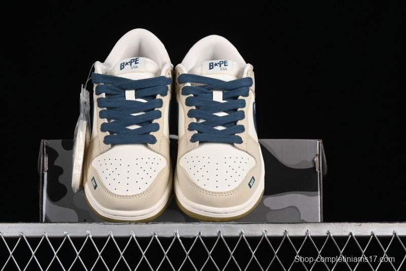 Nike SB Dunk Low Bape Collaboration - Beige Blue Anniversary Custom Low-Top Casual Sneakers CF3688-011
