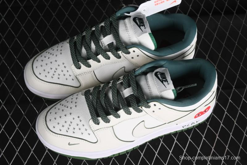 Nike SB Dunk Low Comme des Garçons Collaboration - Woven Beige White Swoosh Anniversary Custom Low-Top Casual Skate Shoes - KK1888-010