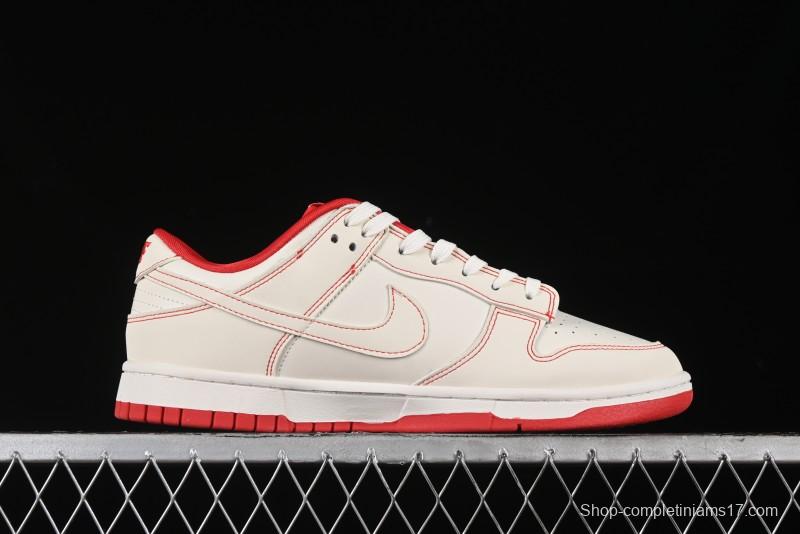 Nike SB Dunk Low Comme des Garcons Collaboration - Off-White Small Red Hook Anniversary High-End Custom Low-Top Casual Skate Shoes - KK1688-100
