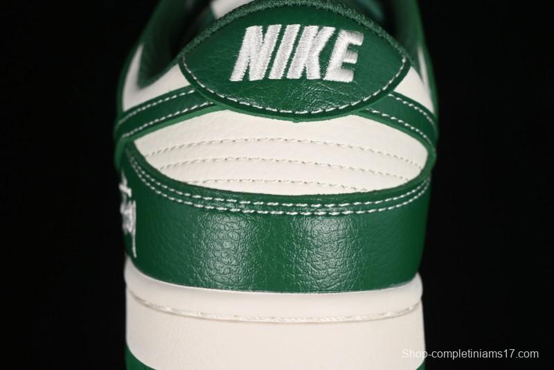 Nike SB Dunk Low Stussy Collaboration - Dark Green Anniversary Custom Low-Top Casual Skate Shoes - BB9898-005