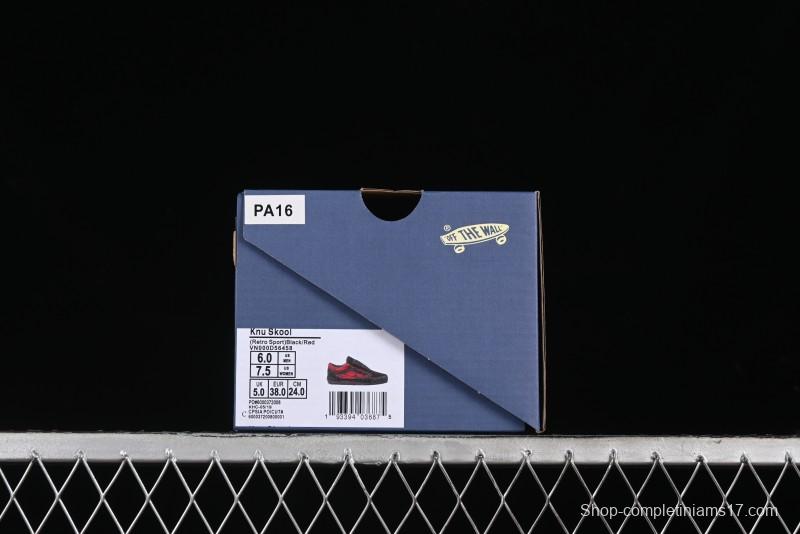 Vans Knu Skool High Street American Retro Canvas Skate Shoes in Black Red - VN0009BCRTU