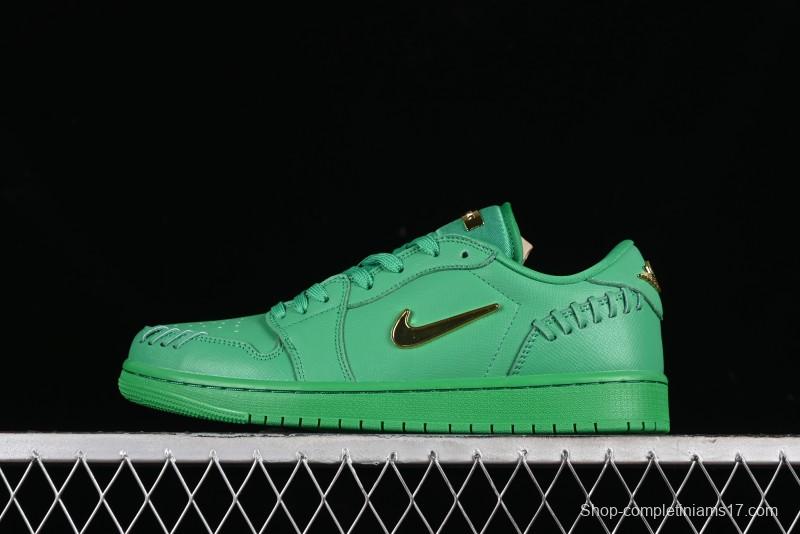 Nike Air Jordan 1 Low "Method of Make" Casual Sneakers in Green and Gold - FN5032-300