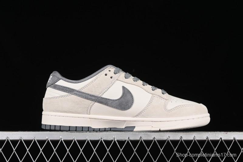 Nike SB Dunk Low x Supreme x Stussy Anniversary Customized Sneakers in Off-White Grey Check - SJ2068-272