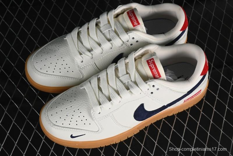 Nike SB Dunk Low Supreme Collaboration - Off White Gum Anniversary Customized Low-Top Casual Skate Shoes - JH8310-945