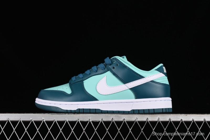 Nike Dunk Low SB Skateboarding Shoes in White and Geode Teal - DD1503-301
