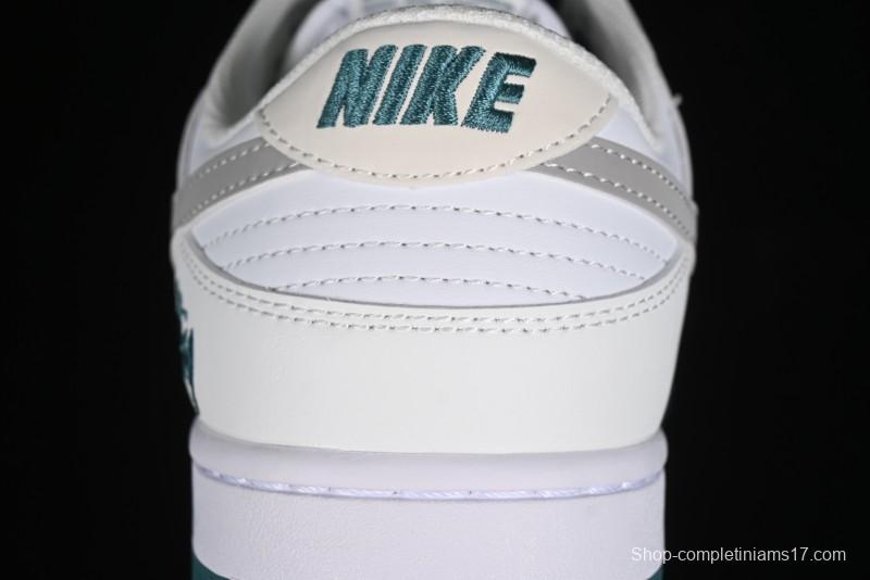 Nike SB Dunk Low Stussy Collaboration - White Grey Green Print Anniversary High-End Custom Low-Top Casual Skate Shoes - XX2025-808