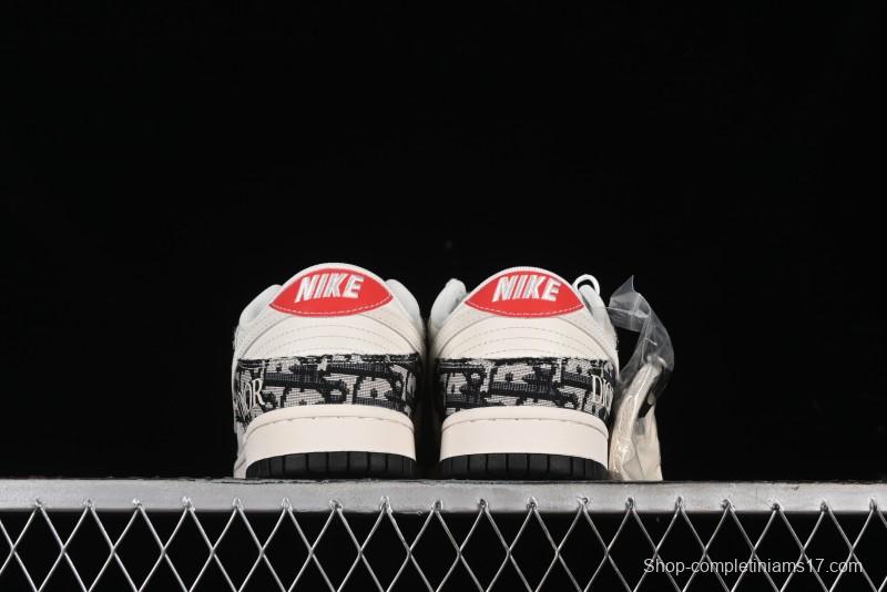 Nike SB Dunk Low Dior Collaboration - Black Grey Pattern Anniversary High-End Custom Low-Top Casual Sneakers - XY1688-010