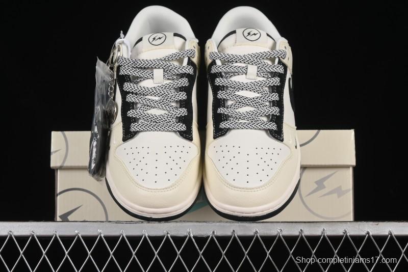 Nike SB Dunk Low Lightning Collaboration - Off White Black Double Swoosh Anniversary Custom Low-Top Casual Skate Shoes - XY1688-007