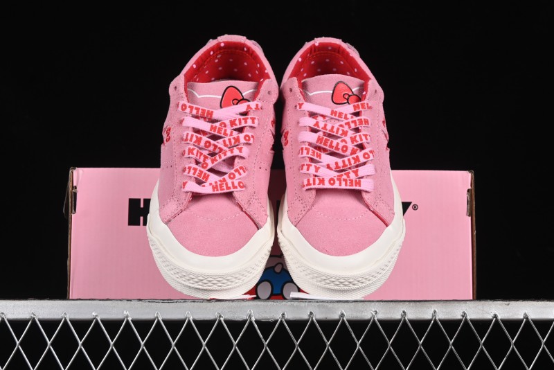 Converse One Star Hello Kitty Collaboration Low Top Casual Sneakers with Embroidered Bow - 362941C