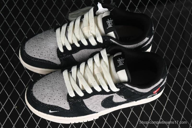 Nike SB Dunk Low Stussy Series - Grey Black with Black Swoosh Anniversary Custom Low-Top Casual Skate Shoes - MM1089-028