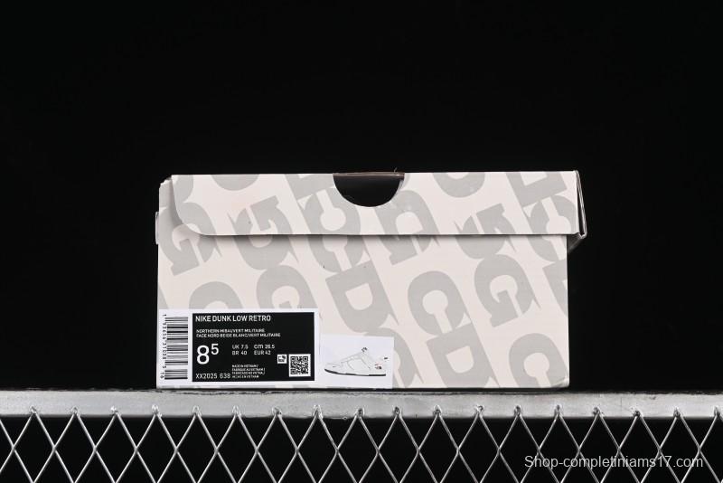 Nike SB Dunk Low Supreme The North Face Collaboration - Beige Green Reflective Swoosh Anniversary Custom Edition Low-Top Casual Skate Shoes - XX2025-638