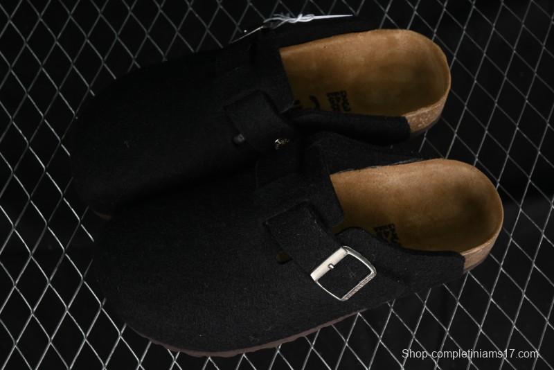 Birkenstock Half Open Toe Sandals with Smokeless Coal Wool Upper - G.D4