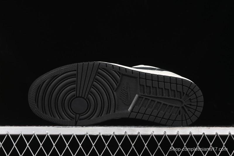 Nike Air Jordan 1 Low AJ1 LV Collaboration - Printed Dark Blue Swoosh High-End Custom Retro Basketball Shoes - WG8850-009