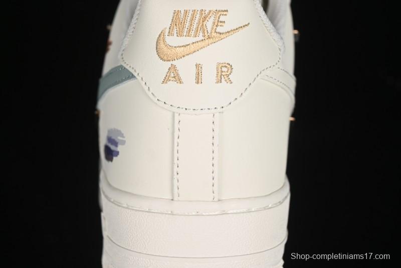 Nike Air Force 1 '07 Low Casual Sneakers with Mint Mambo Anime Theme and Gold Spray - ZH0316-040