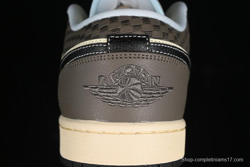 Nike Air Jordan 1 Low "Coconut Milk Black" Casual Basketball Shoes with Contrast Swoosh - HQ3437-101