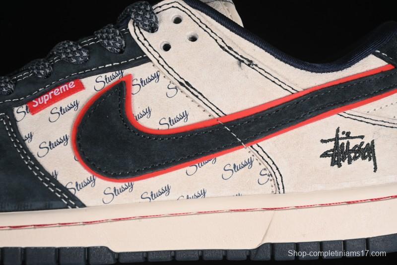Nike SB Dunk Low Stussy Collaboration - Anniversary High-End Custom Low-Top Casual Skate Shoes - DQ1098-520