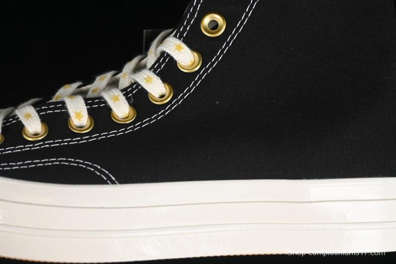 Converse Chuck 1970s High-Top Sneakers with Gold Star Accents and Classic Black & White Design - A12462C