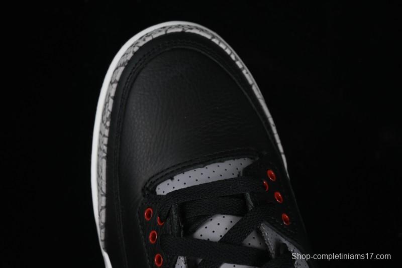 Nike Air Jordan 3 Retro Black Cement Sneakers with Visible Air Cushion - DN3707-010