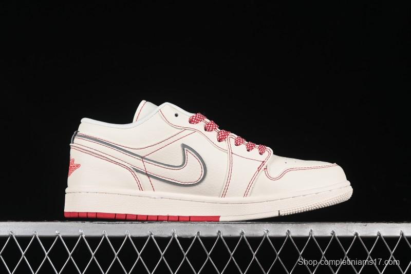 Nike Air Jordan 1 Low AJ1 Supreme Collaboration - Red Rabbit Retro Basketball Shoes - SJ9950-025