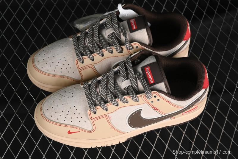 Nike SB Dunk Low SUP Collaboration - Distressed Black Swoosh Anniversary Custom Low-Top Skate Shoes - MM1089-021