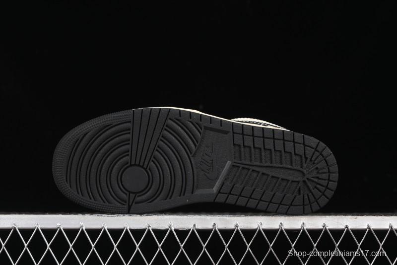 Nike Air Jordan 1 Low "Coconut Milk Black" Casual Basketball Shoes with Contrast Swoosh - HQ3437-101