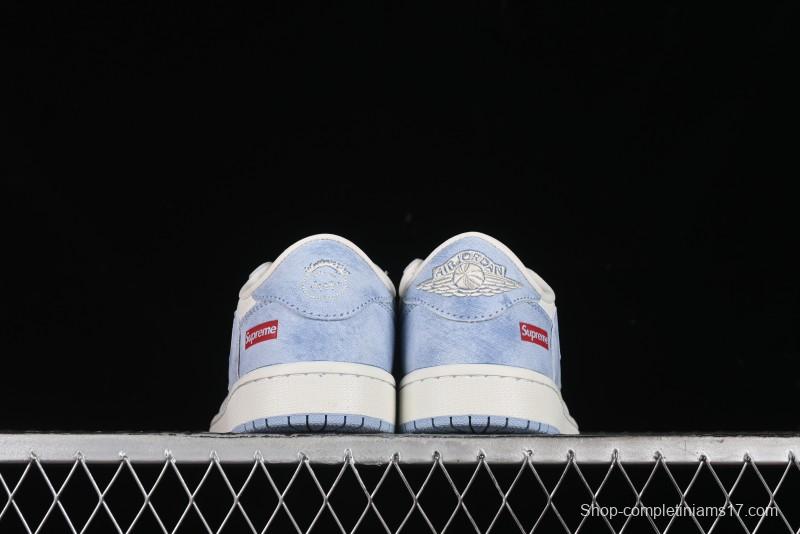 Nike Travis Scott x Fragment Design x Air Jordan 1 Low OG SP AJ1 Supreme Collaboration - Tie-Dye Blue Low-Top Casual Sneakers - CH6336-010