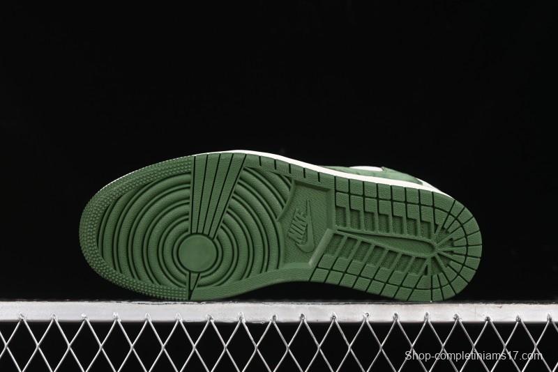 Nike Travis Scott x Fragment Design x Air Jordan 1 Low OG SP AJ1 LV Collaboration - Grey Green Pigskin Low Top Casual Sneakers - XZ1268-005