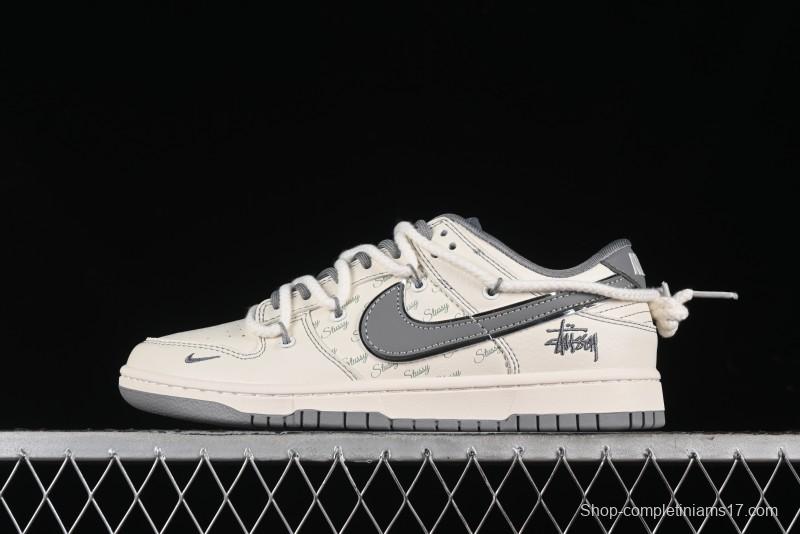 Nike SB Dunk Low Stussy Bandana Grey Check Anniversary Custom Low-Top Casual Skate Shoes - SJ2068-310