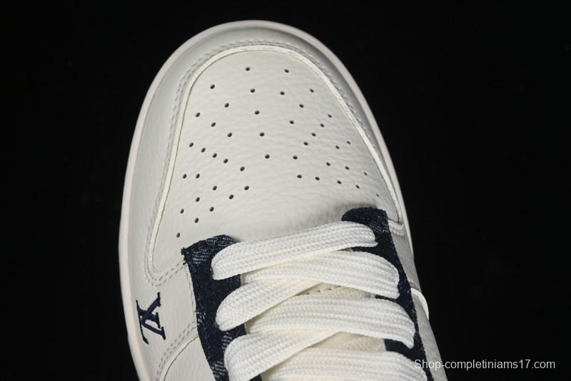 Nike SB Dunk Low LV Collaboration - Denim Print Swoosh Anniversary High-End Custom Low-Top Casual Skate Shoes - XB3802-360