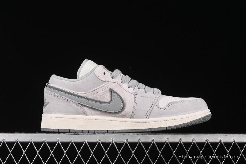 Nike Air Jordan 1 Low AJ1 The North Face Collaboration - Suede Grey Retro Basketball Shoes - DM5688-111