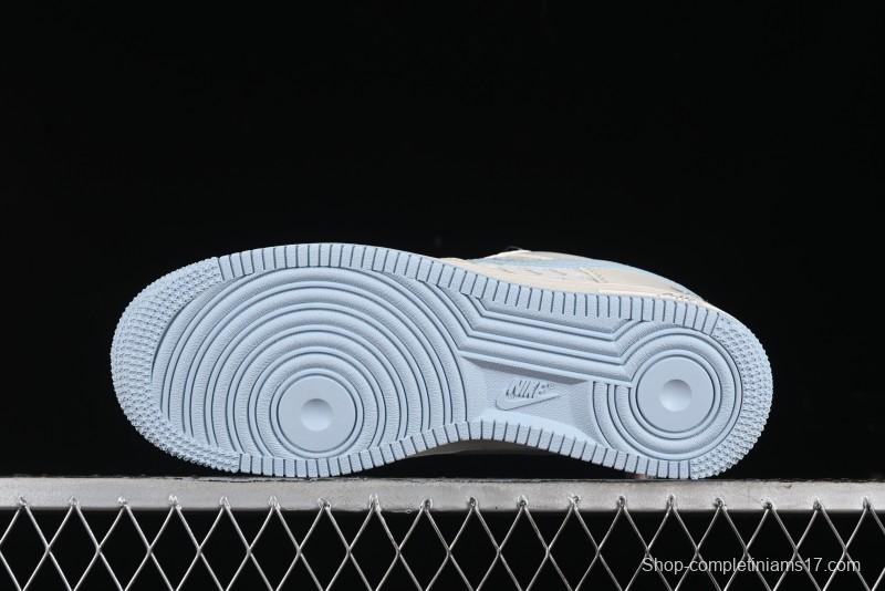 Nike Air Force 1 '07 Low Stussy Collaboration - Off White Elegant Blue Low-Top Casual Sneakers - XZ3328-002