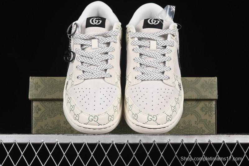 Nike SB Dunk Low Gucci Collaboration - Crystal Green Pattern Anniversary High-End Custom Low-Top Casual Sneakers - XY1688-104